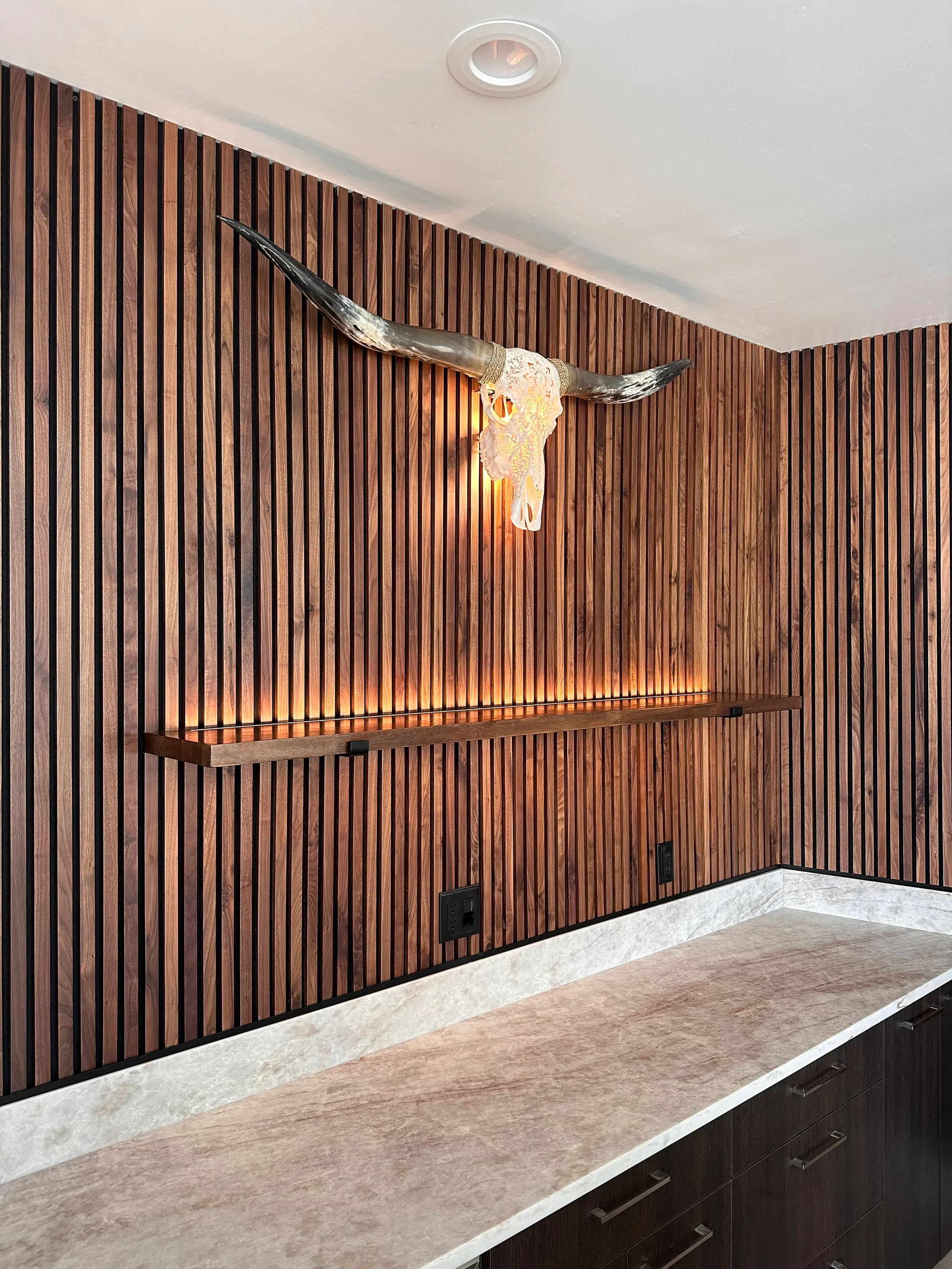 Walnut paneling detail.