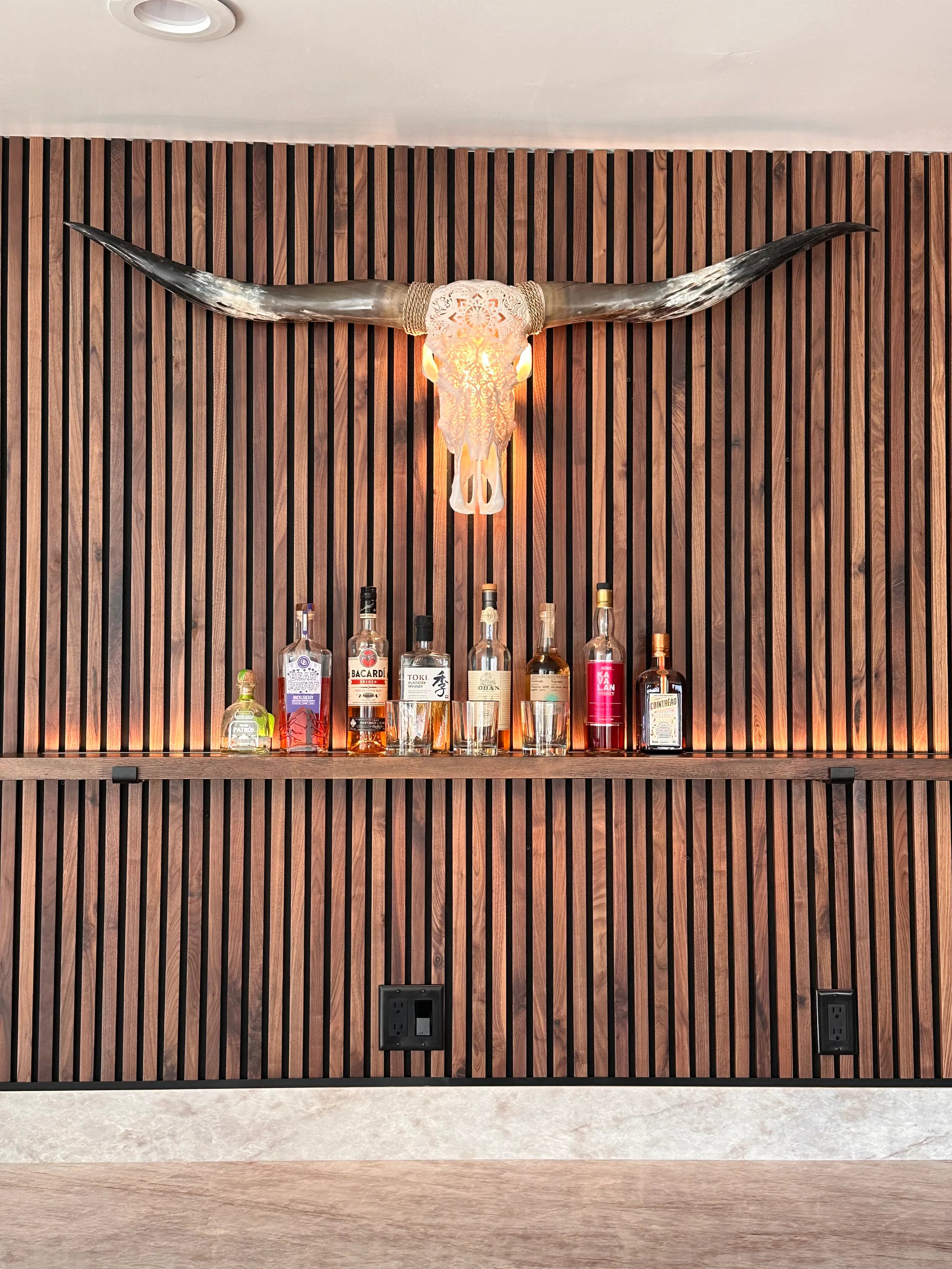 Walnut Accent Wall + Floating Shelves — view 3